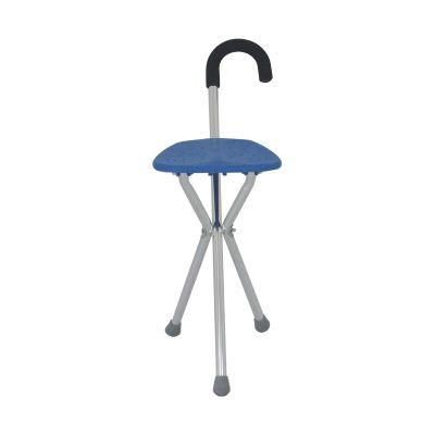 Medical Aluminum Crutch Chair Three-Legged Canes Walking Stick Anti-Skid Foldable Seat