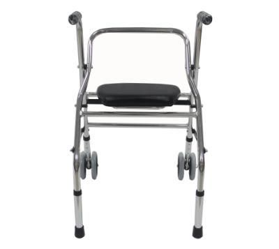 Adult Walker with Seat Disabled Walker Adult Two-Wheeled Aluminum Folding Walker for The Elderly
