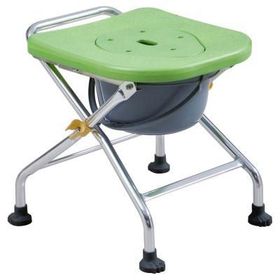 Commode Chair Foldable Toilet Seat Shower Stool with Potty Plastic Seat for Disabled Aluminum Folding Medical Equipment