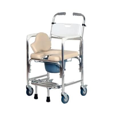 Disabled Aluminum Portable Folding Commode Toilet Wheel Chair