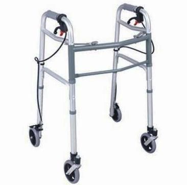 Rollator Walker Adult Double Button Aluminum Walker Frame with 5" Wheel Brakes