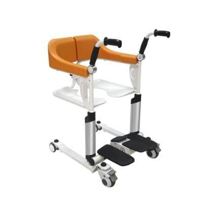 Pedaling Elevate Patient Transfer Lift Commode Chair for Disabled