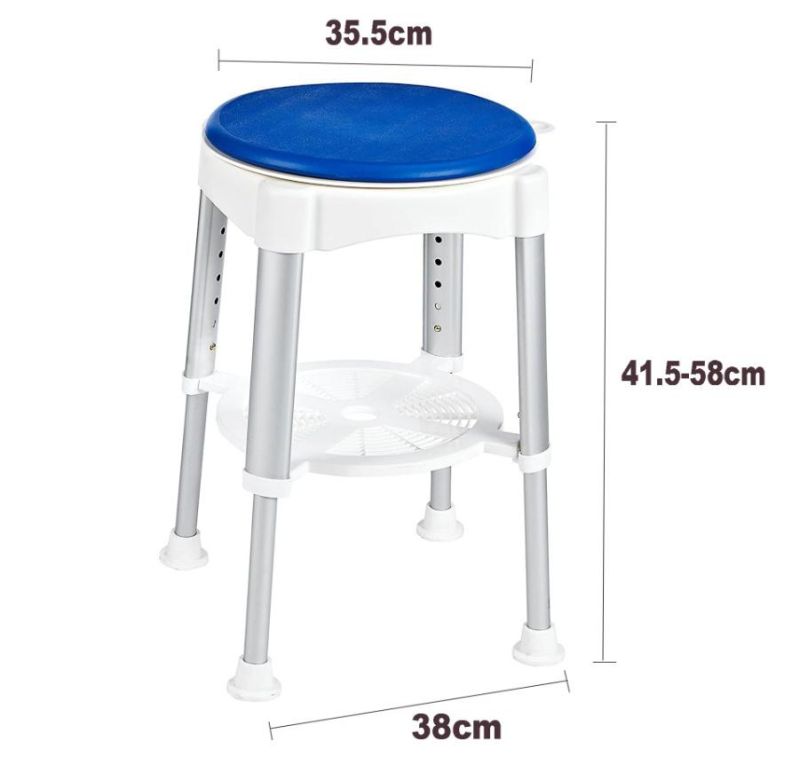Commode Chair - Shower Stool with Swivel Seat 360° Swived Shower Chair