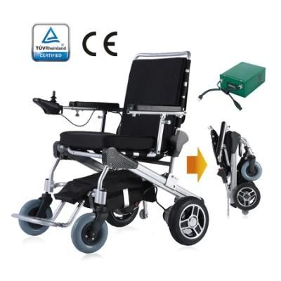 Ultra Strong Frame, Patented design, Foldable Folding Lightweight Portable Power Electric motorized Wheelchair with 10&prime;&prime; Quick Removable motors
