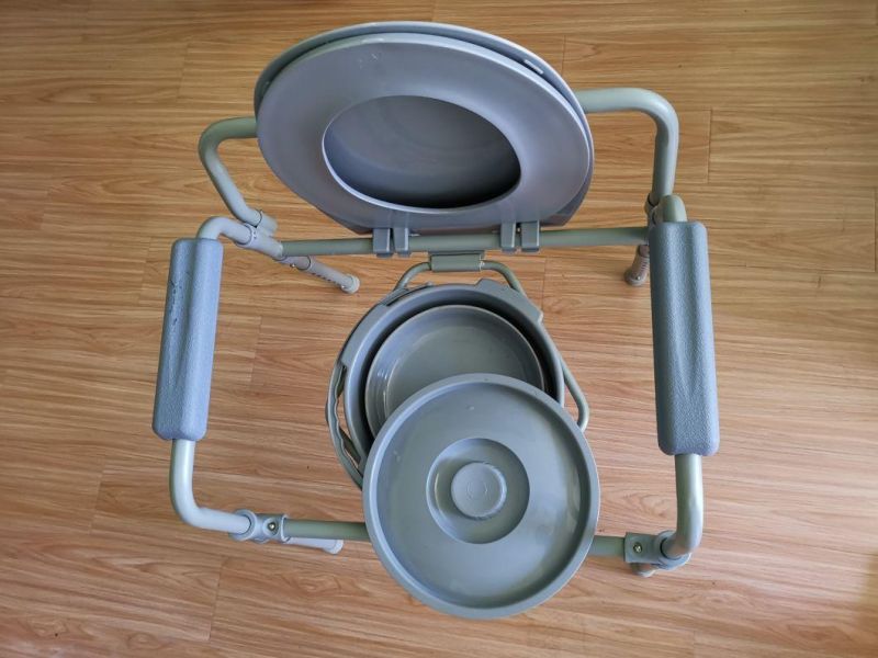Health Care Supplies Folding Aluminum Commode Toilette Inodoro with Wheels