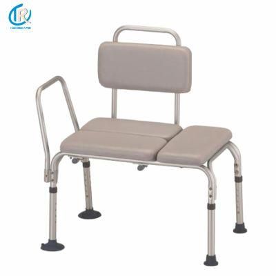 Commode Chair - Aluminum Padded Transfer Bench with Back/ Shower Chair