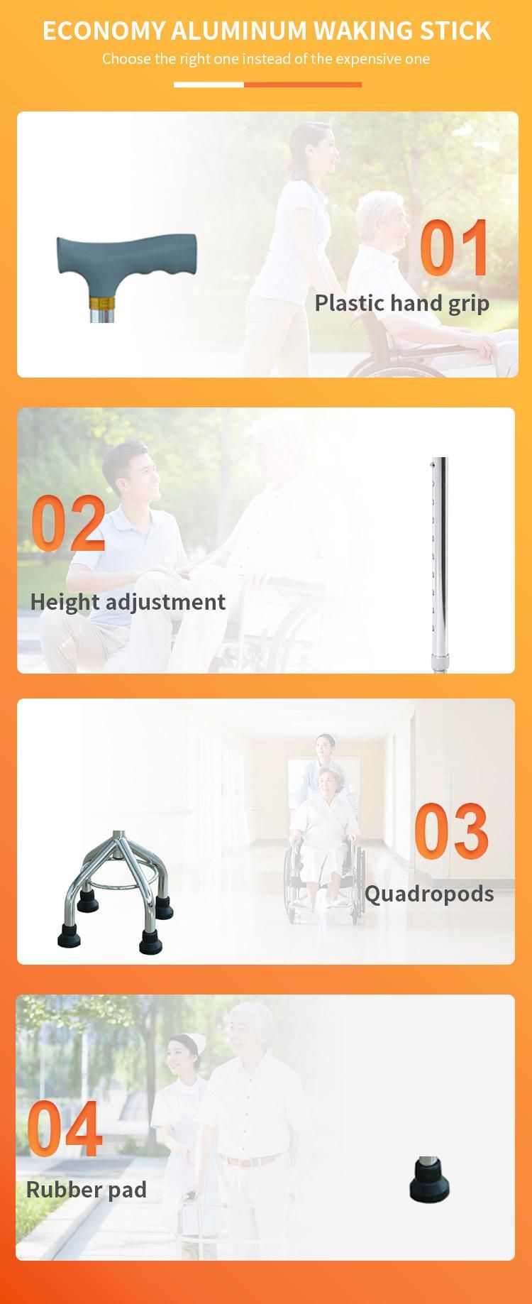 Small Distance 4 Foot Aluminum Lightweight Easy Carry portable Non-Slip Handle Grip and Non-Slip Foot Pad Can Adjustable Height Walking Stick for Elder