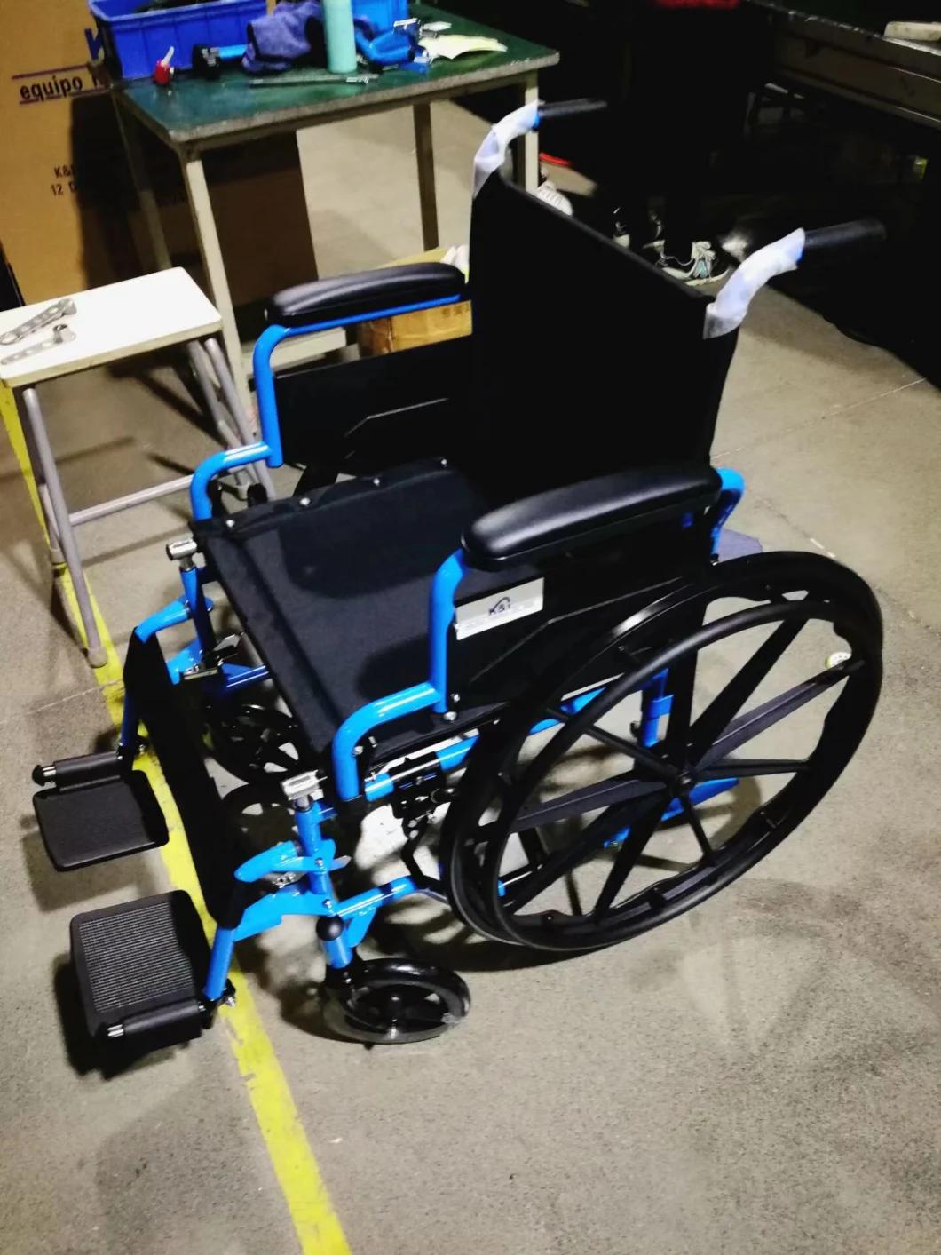 Hot Sale Adjustable Footrest Metal Folding Wheelchair