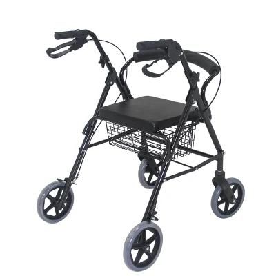 Mobility Aids Lightweight Four Wheel Folding Aluminum Walker Rollator with Seat for Old Man