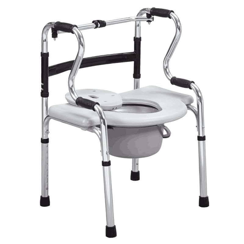 Adjustable Foldable Elderly Aluminum Alloy Commode Chair