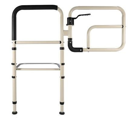 Wheelchair Assist-Bed Rail with Adjustable Handle Height and 90° Rotation