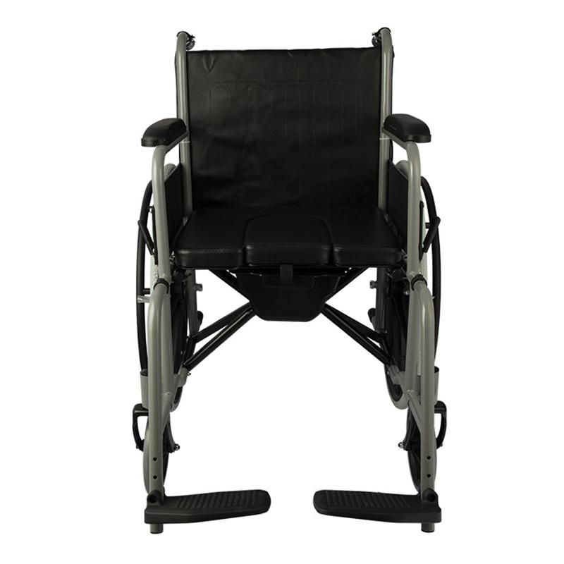 Wheelchair Commode Chair Dual Purpose Easy Disassembly Easy to Clean Foldable and Non-Slip Manual Wheelchair Folding Wheelchair