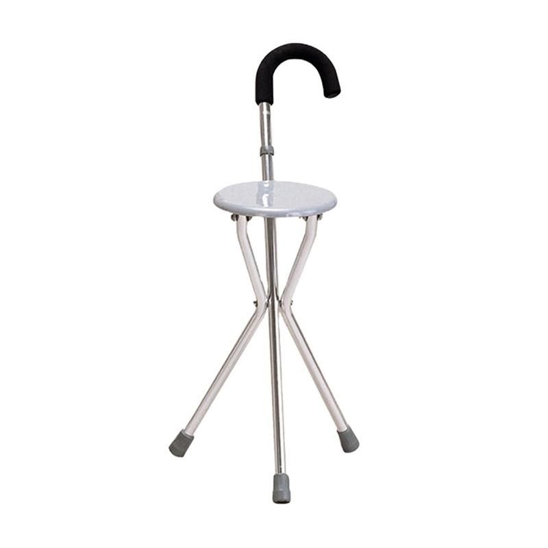 Folded Elderly Disabled Walking Stick Cane Chair with Seat