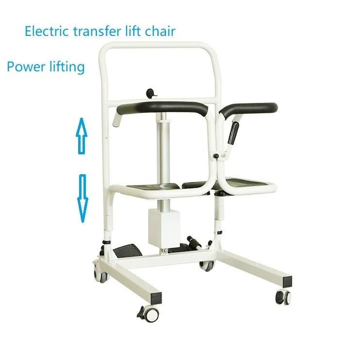 Electric Powered Patient Lift Transfer Chair with Commode