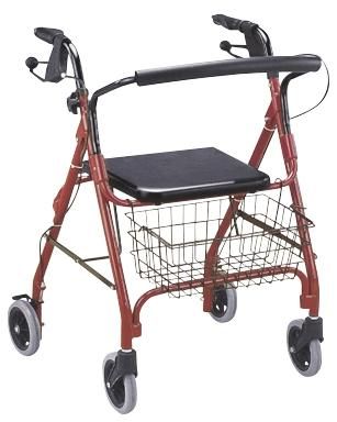 6&quot; Wheels Aluminum Rollator Walker with Seat Soft Backrest Easy Carry Folding Chair Shopping Basket for Elderly