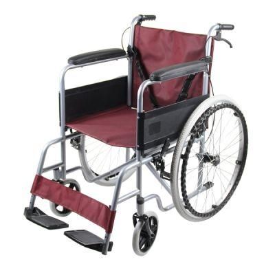 2022 Certificate CE Steel Chrome Plated Standard Basic Steel Manual Portable Handicapped Wheel Chair