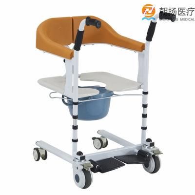 Hospital Patient Nursing Transfer Toilet Commode Wheelchair for Disabled Elderly