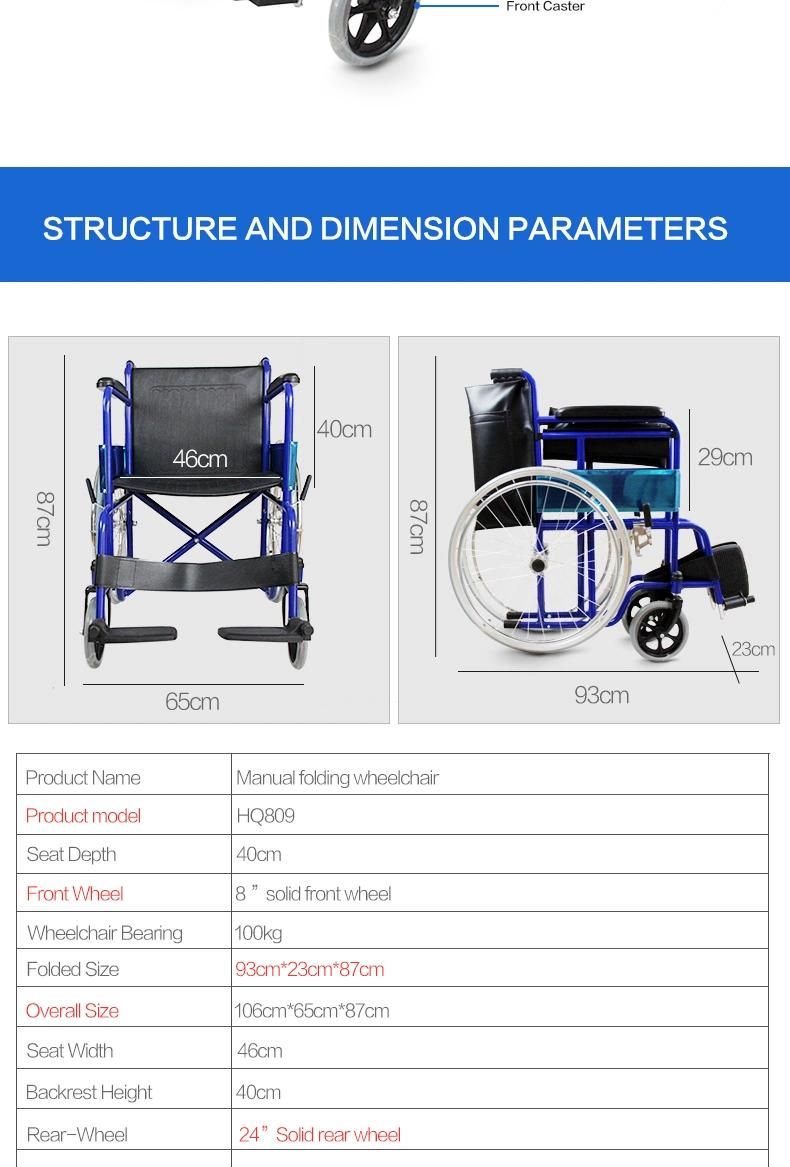 Hanqi Hq809 High Quality Manual Wheelchair for Disable
