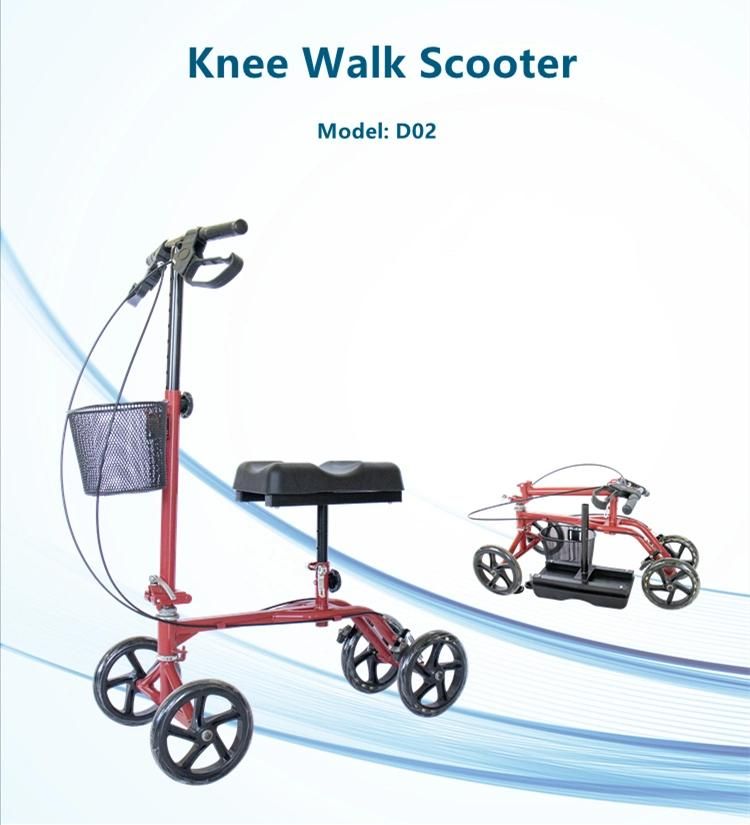 Medical Rehabilitation Equipment Double Handle Breaks Folding Knee Walk Scooter