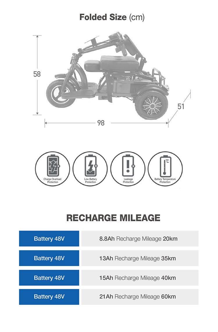 Electric Mobility Scooter Three Wheel for Disabled People Disable Scooter with CE Approved