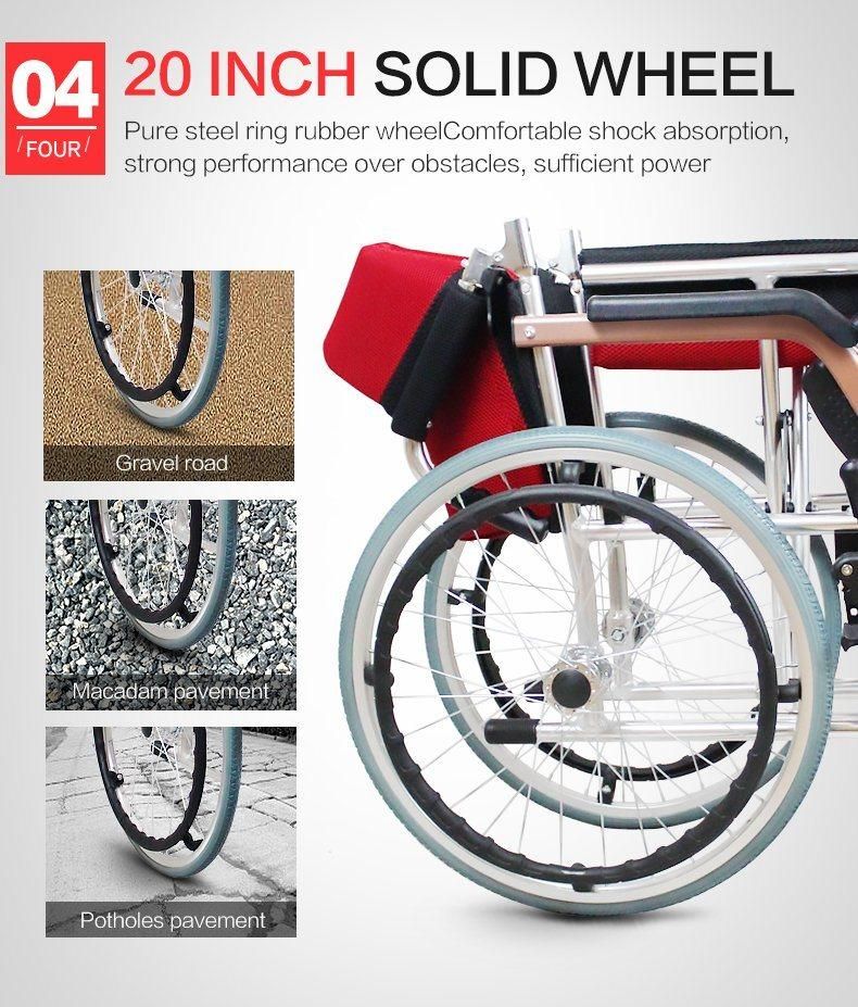 Portable Lightweight Aluminum Transport Manual Wheelchair for Disabled and Elderly