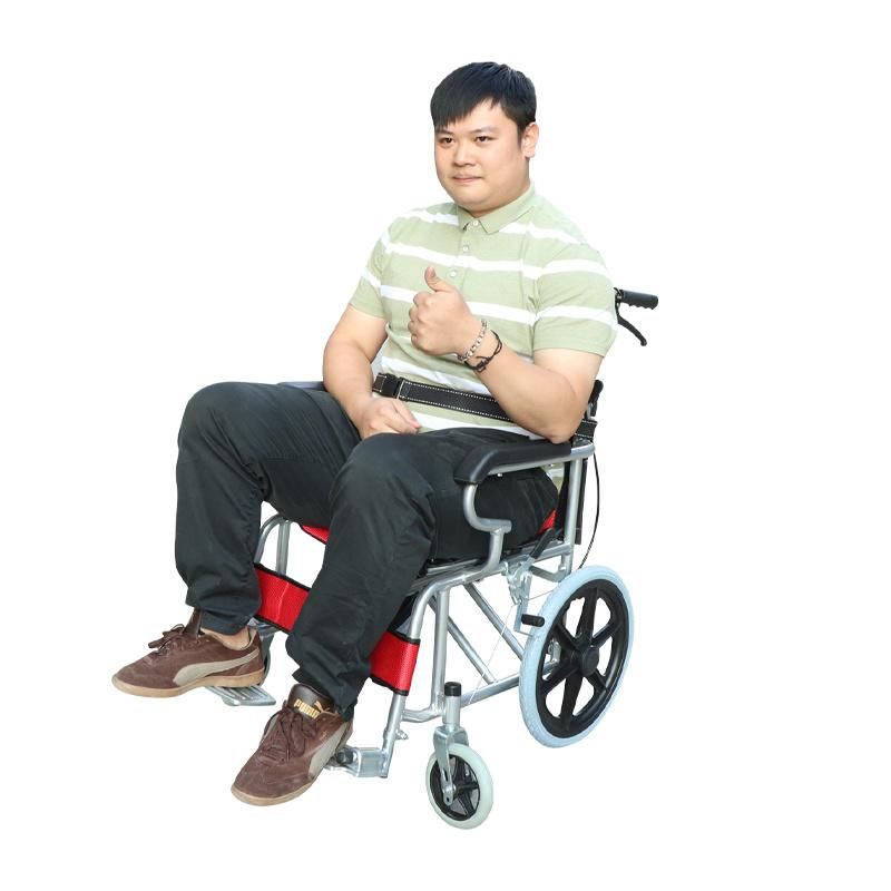 Red Aluminum Alloy Adjustable Foldable Manual Wheelchair