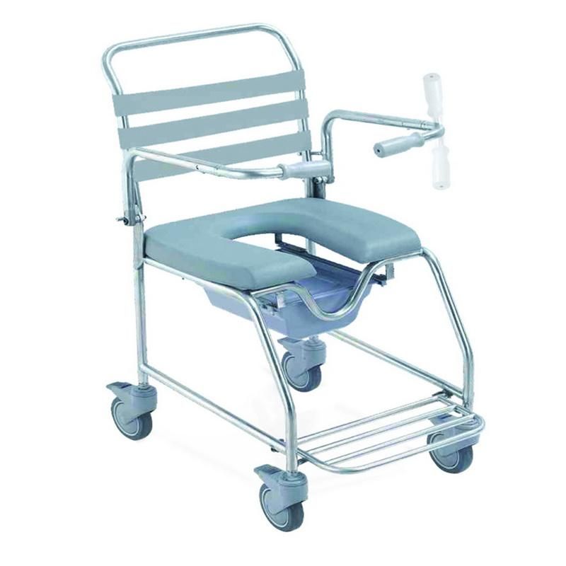 Home Care with Wheel Height Adjust Lightweight Commode Toilet Chair Elderly/Disable Patient People Rehabilitation Products Steel Nursing Safety Seat in Bathroom
