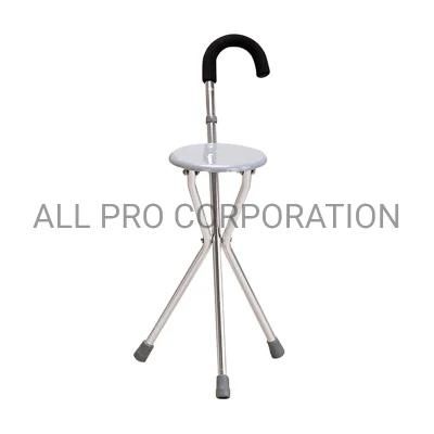 Adjustable Elderly Walking Stick Portable Aluminum Crutch Chair with Foldable Seat