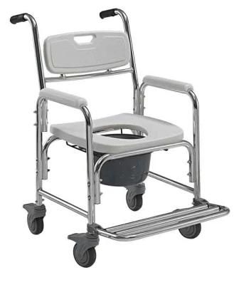 Aluminum Shower Seat with Wheel Bathroom Stable Commode Chair with Seat and Wheel Castor Toliet Chair Aluminum Commode Chair
