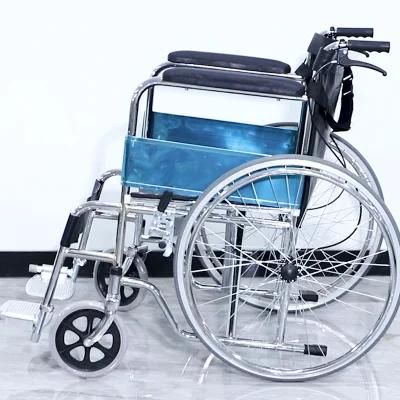 Hospital Chromed Steel Toilet Commode Chair Wheelchair with ISO 13485 Approved