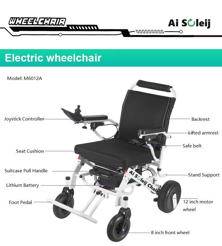 10 Inch Motor Wheel Folded Portable Electric Wheelchair