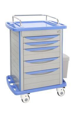 Factory Supply Hospital Furniture Optional Emergency Cart Portable ABS Plastic Medical Cart Trolley
