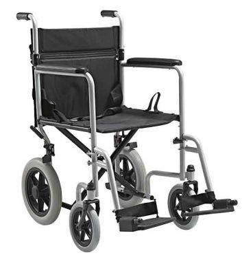 Hot Sell Standard Steel Transport Wheelchair in Rehabilitation Therapy Supplies Light Weight Outdoor Manual Steel Wheelchair