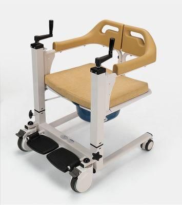 Medical Equipment Manual Folding Elderly Patient Lifting Commode Chair Transfer Wheelchair