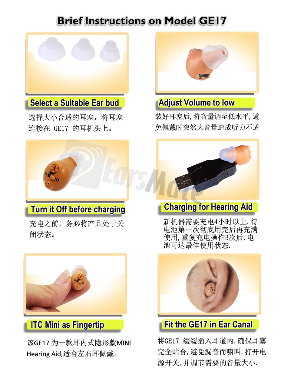 Personal Sound Amplifier Rechargeable Hearing Aid Device