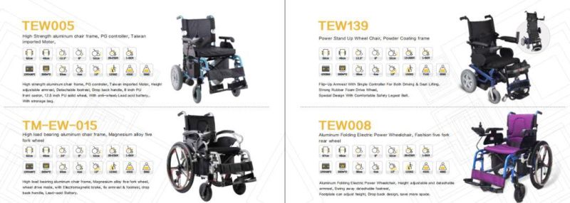 Ce Lightweight Electric Folding Power Wheelchair for Handicapped Elderly