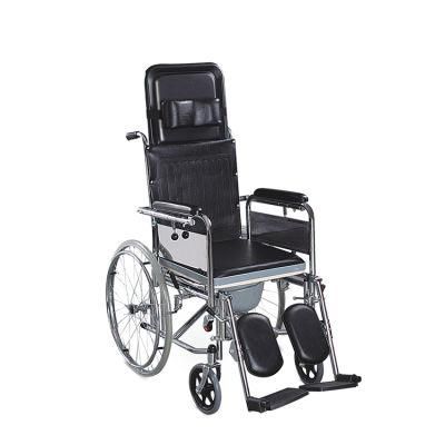Topmedi Hospital Folding High Back Wheel Chair with Commode