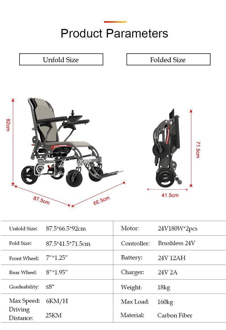 China Manufacturer Jbh Factory Supply Carbon Fiber Power Wheelchair DC01