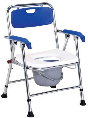 Commode Chair Comfortable Cheap Price Folding Bathroom Aluminum Commode Chair Patient Toilet Chair Wheelchair for Elderly Aluminum