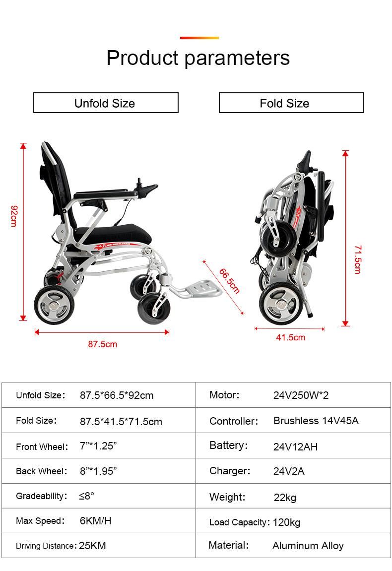 Electromagnetic Brake Folding Electric Wheelchair Long Driving Power Wheelchair