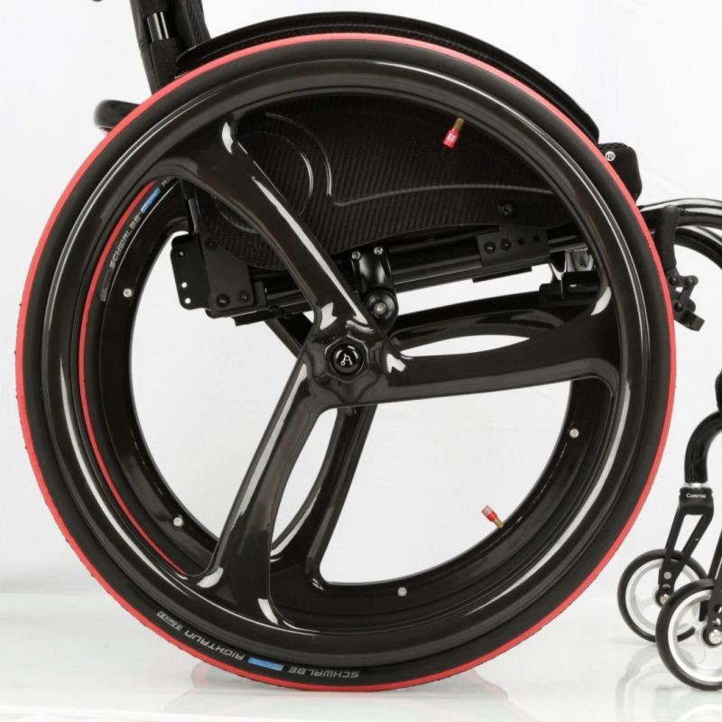 Adjustable Aluminum Foldable Manual Wheelchair with Armrests and Pedals