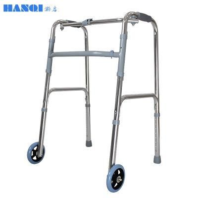 Hanqi Hq213L-5&prime;&prime; High Quality Foldable Walker with Wheel for Patient