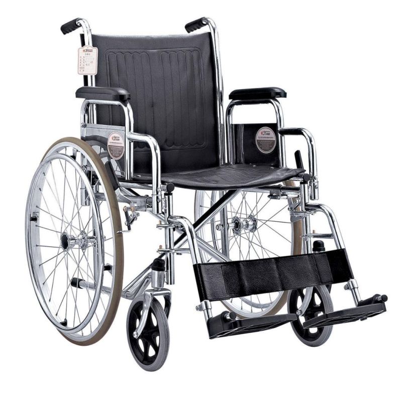 Folding Wheelchair Detachable Armrest and Footrest Steel Wheel Chair 24" Wheels for Elderly Disabled People Mobility Scooter