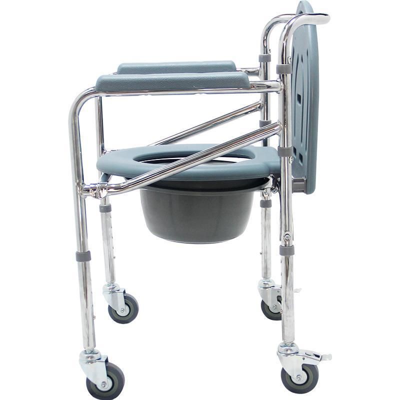 Mn-Dby001 Nursing Moving Lifting Stainless Steel Toilet Manual Commode Chair for Older