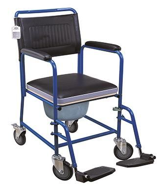 Commode Wheel Chair Soft Seat Wheelchair Home Care Steel Powder Coated Frame Hospital Patient Limited Mobility People Medical Equipment