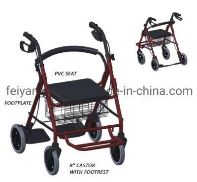 Disabled Wheelchair Rollator Basket Aluminum Forearm Walker Rollator with Footrest