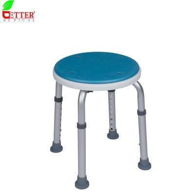 Tool Free Height Adjusable Standard Aluminum Anodized Bath Shower Stool with EVA Padded Seat