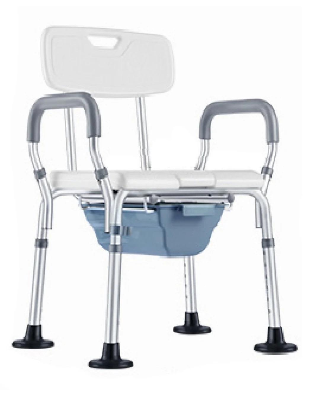 Commode Chair - 2 in 1 Aluminum Shower Chair or Commode Chair with Backrest and Armrest Bathroom Safety