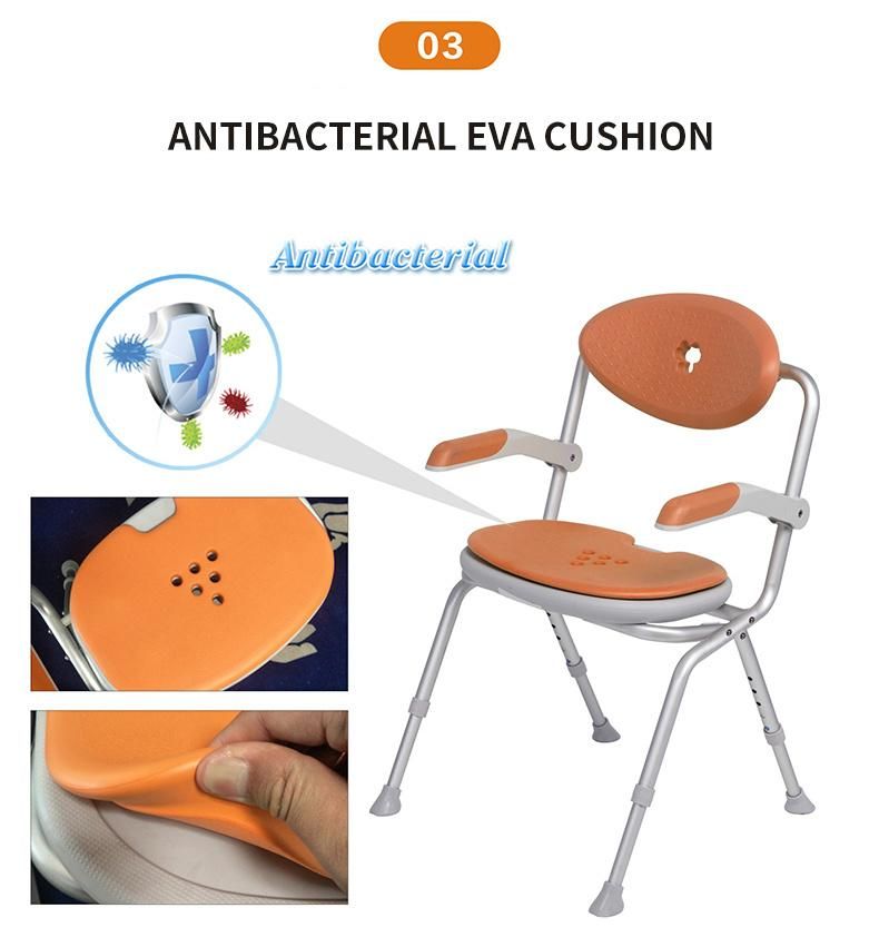 Portable Medical Aluminum Adjustable Folding Bath Chair Shower