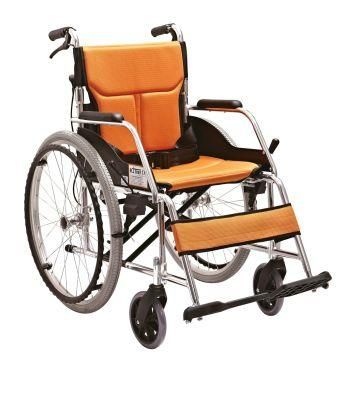 Fixed Armrest and Footrest Outside Folding Wheelchairs for Sale Mesh Cushion Light Weight Aluminum Wheelchair with Hand Brake